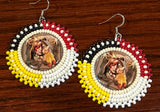 Wolf medicine beaded round earrings