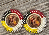Wolf medicine beaded round earrings
