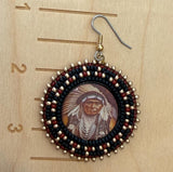 Native American First Nations chief beaded round earrings