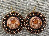 Native American First Nations chief beaded round earrings