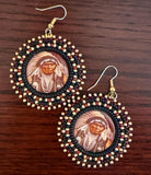 Native American First Nations chief beaded round earrings