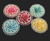 Beaded flower badge reel, badge holder