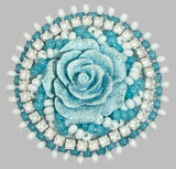 Beaded flower badge reel, badge holder