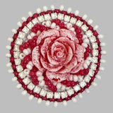 Beaded flower badge reel, badge holder