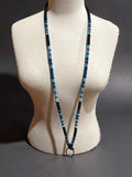 Beaded blue & black safety breakaway lanyard