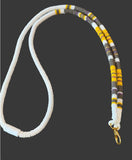 Beaded white & yellow safety breakaway lanyard