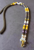 Beaded grey, white & yellow safety breakaway lanyard