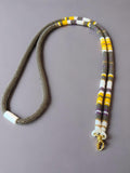 Beaded grey, white & yellow safety breakaway lanyard