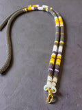 Beaded grey, white & yellow safety breakaway lanyard