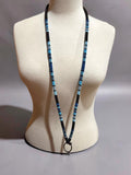 Beaded blue & black safety breakaway lanyard