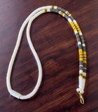 Beaded white & yellow safety breakaway lanyard