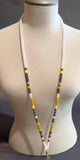 Beaded white & yellow safety breakaway lanyard