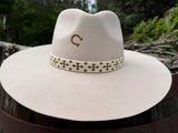 Beaded cream & bronze cross Cowboy Hat Band,