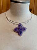 First Nations beaded red & gold necklace, beaded star necklace,
