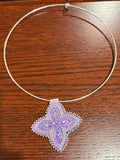 First Nations beaded red & gold necklace, beaded star necklace,