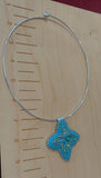 First Nations beaded blue & silver necklace, beaded star necklace,