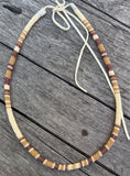 Cream, red & gold beaded round hatband, Indigenous beaded round necklace