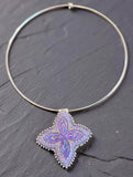 First Nations beaded red & gold necklace, beaded star necklace,