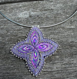 First Nations beaded red & gold necklace, beaded star necklace,