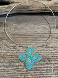 First Nations beaded blue & silver necklace, beaded star necklace,