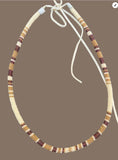 Cream, red & gold beaded round hatband, Indigenous beaded round necklace