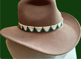 Beaded cream & green pine tree hat band