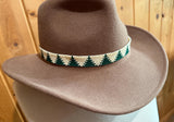 Beaded cream & green pine tree hat band