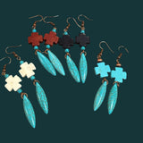 Turquoise cross earrings, beaded turquoise bar earrings, Navajo cross dagger earrings Southwestern Turquoise Cross Dangle Earrings