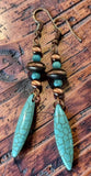 Turquoise dagger with copper accent earrings
