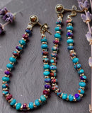 Imperial Jasper purple & blue drop loop earrings
