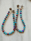 Imperial Jasper purple & blue drop loop earrings