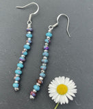 Imperial Jasper purple & blue bar earrings