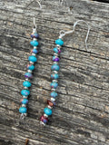 Imperial Jasper purple & blue bar earrings