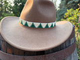 Beaded cream & green pine tree hat band