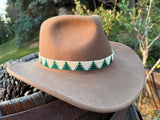 Beaded cream & green pine tree hat band