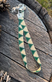 Beaded cream & green pine tree hat band