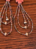 Brown Navajo cross fringe loop earrings