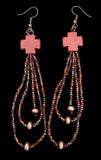 Brown Navajo cross fringe loop earrings