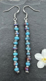 Imperial Jasper purple & blue bar earrings