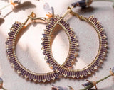 Gold & Rose gold 2 1/2” or 65mm beaded hoop earrings