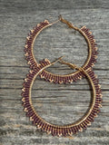 Gold & Rose gold 2 1/2” or 65mm beaded hoop earrings