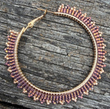Gold & Rose gold 2 1/2” or 65mm beaded hoop earrings