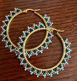 Picasso turquoise beaded hoop earrings