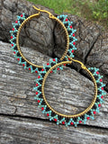 Picasso turquoise beaded hoop earrings