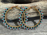 Picasso turquoise beaded hoop earrings