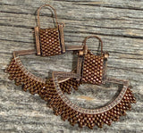 Bronze delica beaded earrings, Native American beaded earrings, Ulu beaded earrings, unique earrings