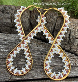 Infinite beaded hoop earrings, white gold beaded hoop earrings
