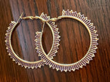 Gold & Rose gold 2 1/2” or 65mm beaded hoop earrings
