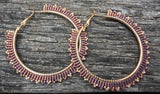 Gold & Rose gold 2 1/2” or 65mm beaded hoop earrings