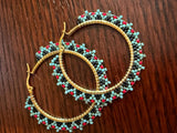 Picasso turquoise beaded hoop earrings